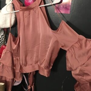 Pink Off Shoulder Ruffle Sleeve Top Fashion Nova Large